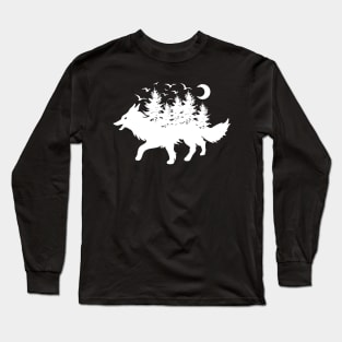 White Wolf and Forest Long Sleeve T-Shirt